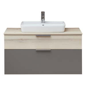 Sivi/u prirodnoj boji zidni ormarić bez umivaonika u dekoru bora 53x101 cm Quickset 394 – Pelipal