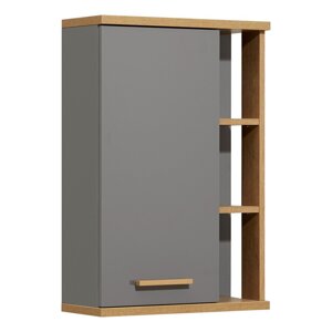Sivi zidni kupaonski ormarić u dekoru hrasta 50,5x74,5 cm Quickset 924 – Pelipal