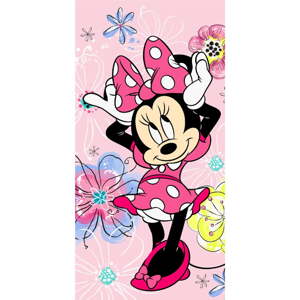 Ružičasti pamučan dječji ručnik 70x140 cm Minnie "Pink bow" – Jerry Fabrics