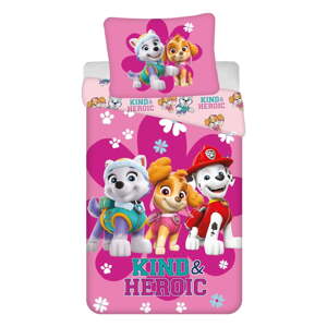 Ružičasta pamučna dječja posteljina za krevet za jednu osobu 140x200 cm Paw Patrol "Heroic" – Jerry Fabrics