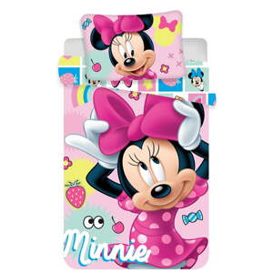 Ružičasta pamučna dječja posteljina za dječji krevetić 100x135 cm Minnie "Sweet" – Jerry Fabrics