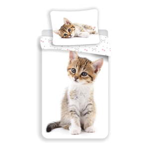 Bijela pamučna dječja posteljina za krevet za jednu osobu 140x200 cm Kitten – Jerry Fabrics