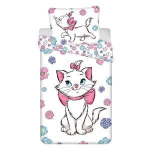 Bijela pamučna dječja posteljina za krevet za jednu osobu 140x200 cm Marie Cat "Floral" – Jerry Fabrics