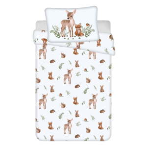 Bijela/smeđa pamučna dječja posteljina za dječji krevetić 100x135 cm Forest Animals – Jerry Fabrics