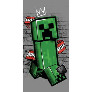 Zeleni/sivi pamučan dječji ručnik 70x140 cm Minecraft "Metro Art Creeper" – Jerry Fabrics