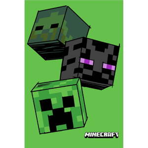 Zelena deka za bebe od flisa 100x150 cm Minecraft "The Mobs" – Jerry Fabrics