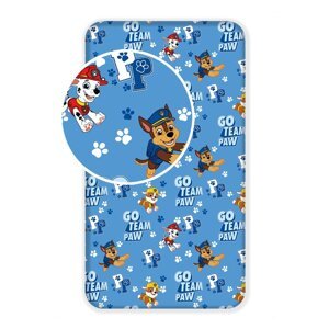 Plava pamučna dječja plahta s gumom 90x200 cm Paw Patrol – Jerry Fabrics