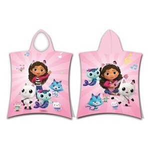Ružičasti pamučan dječji pončo veličina za 3-8 godina Gabby´s Dollhouse – Jerry Fabrics