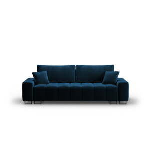 Plava baršunasti sklopiva/s prostorom za odlaganje sofa 250 cm Wicklow – Cosmopolitan Design