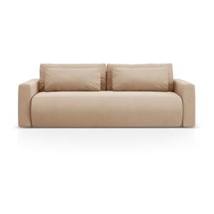 Svjetlo smeđa baršunasti sklopiva/s prostorom za odlaganje sofa 238 cm Belfast – Cosmopolitan Design