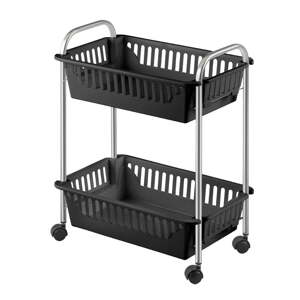 Crni regal na kotačima 41x52x26 cm Oslo – Metaltex