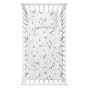 Bijela dječja posteljina za dječji krevetić od renforce pamuka 100x150 cm Flowers – Mijolnir