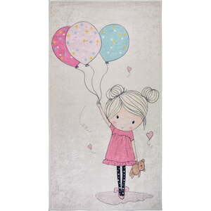 Ružičasti/boje slonovače periv dječji tepih 80x120 cm Girl & Baloons – Vitaus