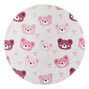 Ružičasti/boje slonovače periv dječji tepih ø120 cm Cute Teddies Pink – Vitaus