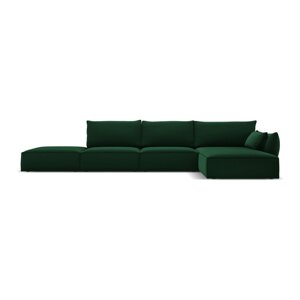 Tamno zelena baršunasti kutna garnitura (s desnim kutom/s ležaljkom) Vanda – Mazzini Sofas