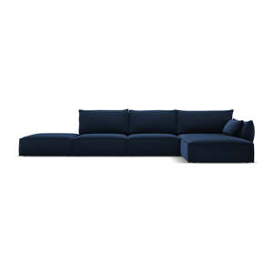 Tamno plava baršunasti kutna garnitura (s desnim kutom/s ležaljkom) Vanda – Mazzini Sofas