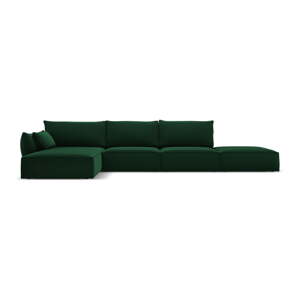 Tamno zelena baršunasti kutna garnitura (s lijevim kutom/s ležaljkom) Vanda – Mazzini Sofas