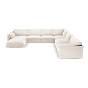 Bež baršunasti kutna garnitura (s desnim kutom/u obliku slova "U") Vanda – Mazzini Sofas