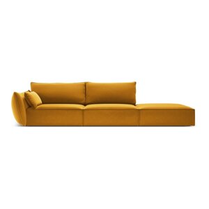Senf žuta baršunasta sofa s lijevim kutom 264 cm Vanda – Mazzini Sofas
