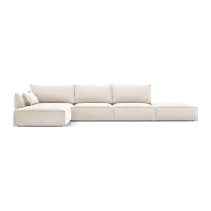 Bež baršunasti kutna garnitura (s lijevim kutom/s ležaljkom) Vanda – Mazzini Sofas