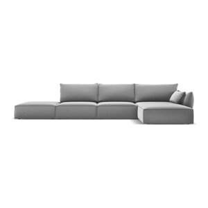 Svijetlo siva baršunasti kutna garnitura (s desnim kutom/s ležaljkom) Vanda – Mazzini Sofas