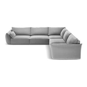 Svijetlo siva baršunasti kutna garnitura Vanda – Mazzini Sofas