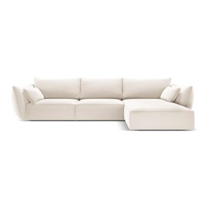 Bež baršunasti kutna garnitura (s desnim kutom/s ležaljkom) Vanda – Mazzini Sofas