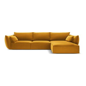 Senf žuta baršunasti kutna garnitura (s desnim kutom/s ležaljkom) Vanda – Mazzini Sofas