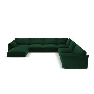 Tamno zelena baršunasti kutna garnitura (s desnim kutom/u obliku slova "U") Vanda – Mazzini Sofas