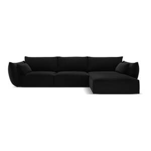 Crna baršunasti kutna garnitura (s desnim kutom/s ležaljkom) Vanda – Mazzini Sofas