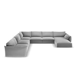 Svijetlo siva baršunasti kutna garnitura (s lijevim kutom/u obliku slova "U") Vanda – Mazzini Sofas