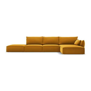 Senf žuta baršunasti kutna garnitura (s desnim kutom/s ležaljkom) Vanda – Mazzini Sofas