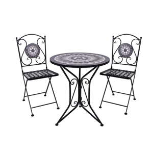 Crni metalni vrtni blagovaonski set za 2 osobe Jalua – Garden Pleasure