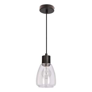 Crna viseća svjetiljka sa staklenim sjenilom ø 12 cm Moldo – Candellux Lighting