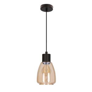 Crna viseća svjetiljka sa staklenim sjenilom ø 12 cm Moldo – Candellux Lighting