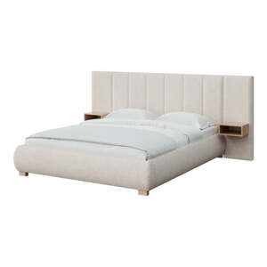 Krem tapecirani bračni krevet s podnicom 180x200 cm Fioro – MESONICA