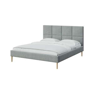 Sivi tapecirani bračni krevet s podnicom 180x200 cm Alano – MESONICA
