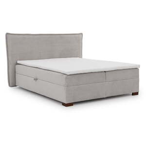Svijetlo sivi boxspring krevet s prostorom za odlaganje 200x200 cm Lysa – Ropez