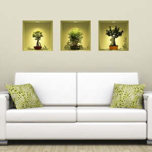 Set s 3 naljepnice s 3D efektom Ambiance Bonsai Trees On Spot