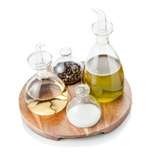 Set od 4 boce začina i stalak od bagrema Brandani Verre