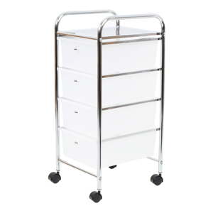 Bijeli/u srebrnoj boji plastični regal na kotačima 33x79 cm – Premier Housewares