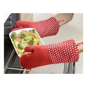 Set s 2 crvene silikonske kuhinjske rukavice Wenkoo Oven