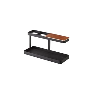 Crni višenamjenski stalak s detaljima od bukovine YAMAZAKI Tower Bar Desk