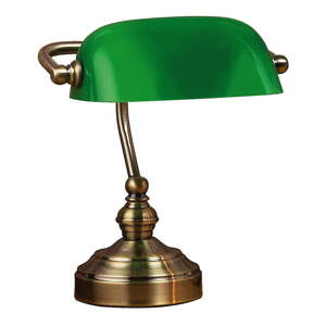 Stolna lampa od mesinga i zelene boje Markslöjd Bankars, visina 25 cm