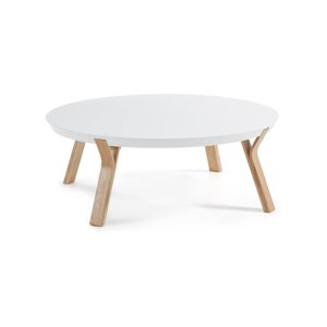 Bijeli stolić Kave Home Solid, Ø 90 cm