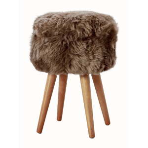 Stolica sa tamnosmeđim sjedalom od krzna ovčje kože Native Natural ⌀ 30 cm