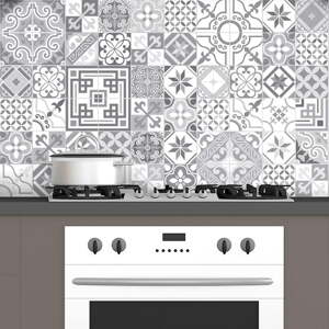 Set od 60 zidnih naljepnica Ambiance Vintage Design Shades of Grey, 10 x 10 cm