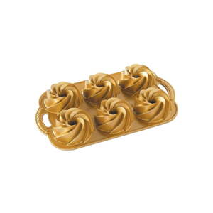 Kalup za 6 mini kuglofa u zlatnoj boji Nordic Ware Mini Rondo, 950 ml