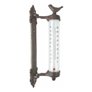 Zidni termometar od lijevanog željeza Esschert Design Dekor Bird, visina 27,3 cm