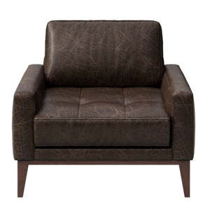 Tamnosmeđa kožna fotelja MESONICA Musso Tufted